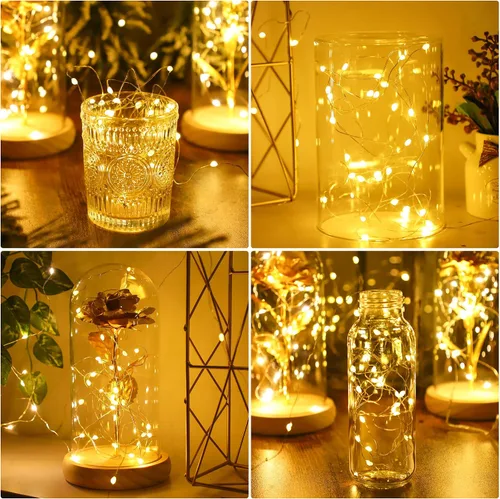 Vista 4 de 6 Piezas Luces de Hadas a Batería, Luces Centelleantes para Decoración de Árbol de Navidad, Luces de Cadena de 10 pies con 30 LEDs, Modos de Luz