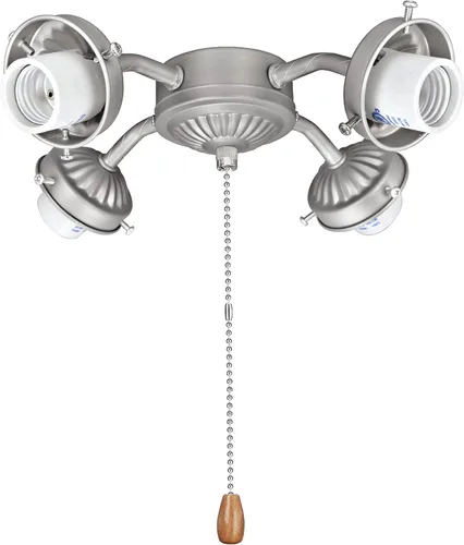 Vista 8 de Aspen Creative 22001-11, kit de luces para ventilador de techo de una sola luz con cadena de tracción, níquel cepillado