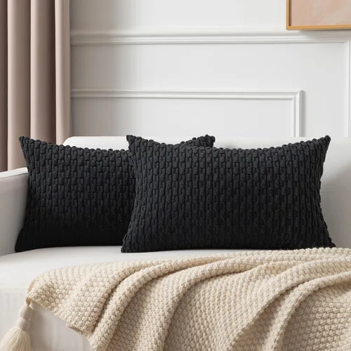 Vista 74 de Kevin Textile - Juego de 2 fundas de almohada de pana suave de 16 x 16 pulgadas, color verde aguamarina Fundas de almohada decorativas de pana