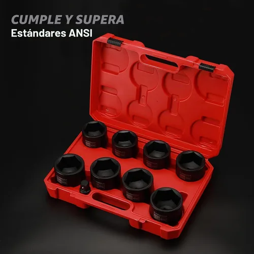Vista 6 de CASOMAN 9 piezas 3/4" unidad de eje profundo tuerca de eje impacto enchufe set, incluye adaptador de 1/2" a 3/4", 6 puntos, CR-MO, 2-1/16" a 2-1/2