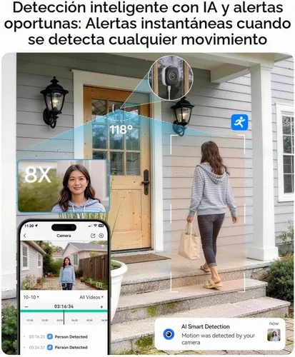 Vista 5 de LongPlus Cámara de la ventana de 5MP 3K para la seguridad casera, cámara