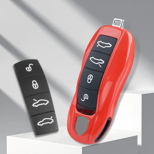 Vista 3 de Jaronx Compatible con Cubierta de Botón de Llave Porsche, Protector de Silicona de Goma para Botón de Llavero Compatible con Porsche Boxster Cayman
