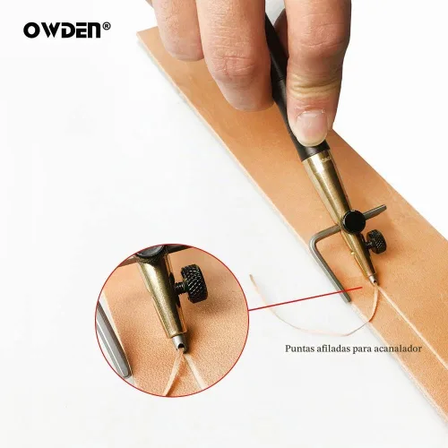 Vista 5 de OWDEN Herramienta profesional de cuero ajustable de 3 tamaños. 3 puntas de tamaño, 0.04 in, 0.05 in, 0.1 in, hoja de acero inoxidable, tratada