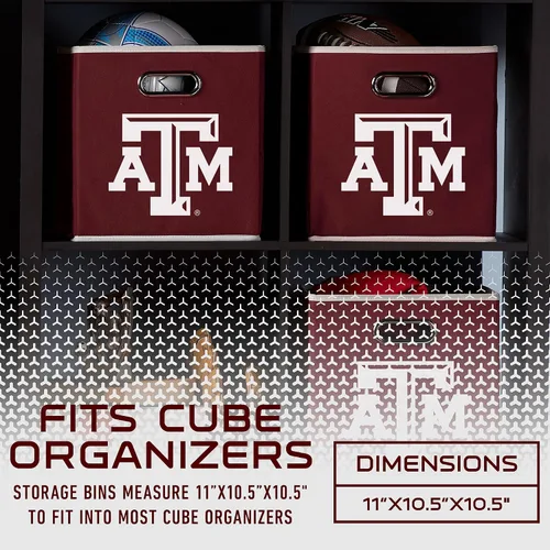 Vista 3 de Franklin Sports Cubos de almacenamiento de tela del equipo universitario de la NCAA hechos para adaptarse a organizadores de almacenamiento