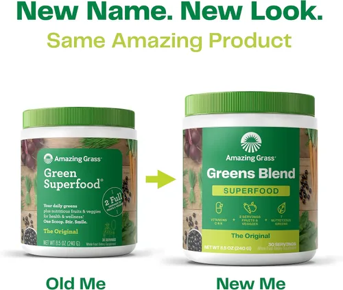 Vista 3 de Amazing Grass Greens Blend Superfood: Mezcla de batidos en polvo Super Greens con espirulina orgánica y polvo de remolacha de combustible natural