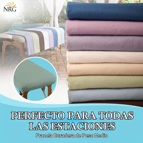 Vista 5 de NRG - Sábanas bajeras de franela de lujo para mesa de masaje, color salvia, 100% algodón cepillado doble, sábanas de peso medio, 200 hilos, elástico