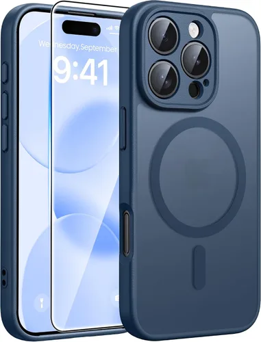 Vista 225 de FNTCASE - Funda para iPhone 16 Pro: magnética, mate, translúcida, de grado militar, protectora contra caídas, resistente, fina, duradera y a prueba