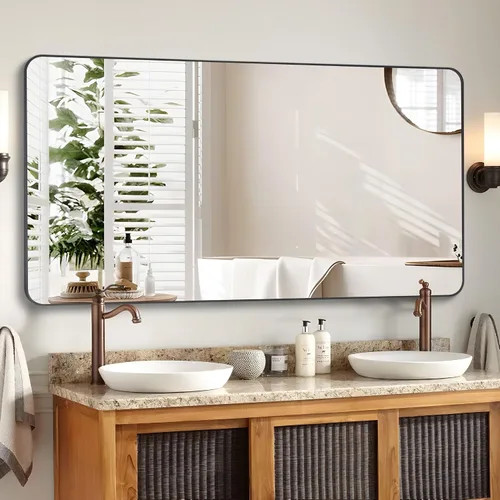Vista 21 de DESBING 16"x20" Bathroom Mirror for Over Sink, Black Framed Wall Mirror Negro