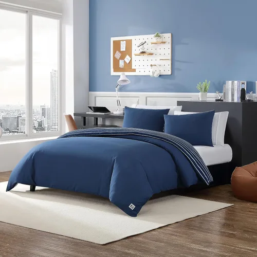 Vista 7 de Nautica - Juego de funda de edredón tamaño individual, ropa de cama de microfibra suave reversible con funda a juego, decoración del hogar sólida
