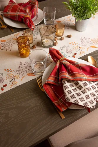 Vista 7 de DII Autumn Pumpkin Spice Kitchen Collection - Decoración de mesa de algodón para otoño/Acción de Gracias, juego de servilletas cuadradas, 20 x 20