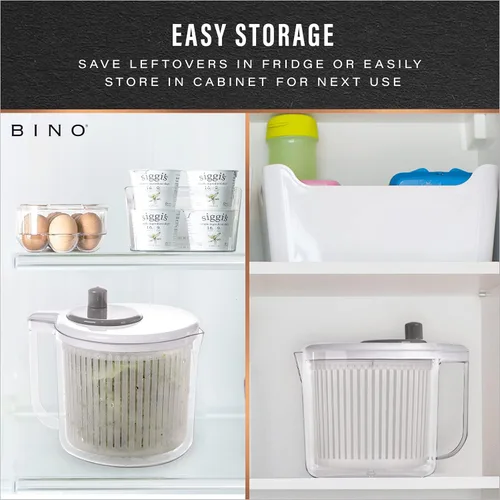Vista 8 de BINO Ensalada Spinner – 2.6 cuartos de galón Pequeño Spinner manual de lechuga con sistema de drenaje integrado Ensalada Spinner, colador