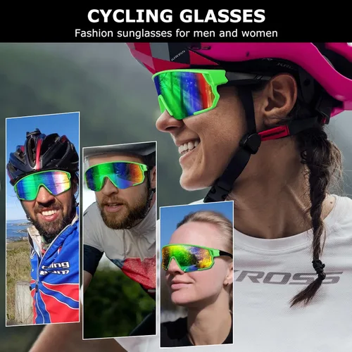 Vista 2 de ZHA ZHA Cycling Glasses, UV400 Sport Sunglasses for Men, Outdoor Cycling Sunglasses for Men Women Baseball Running