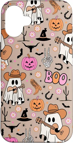 Vista 21 de Funda retro occidental para iPhone 11 Pro Max Fantasma Fantasma Vaquero de Halloween