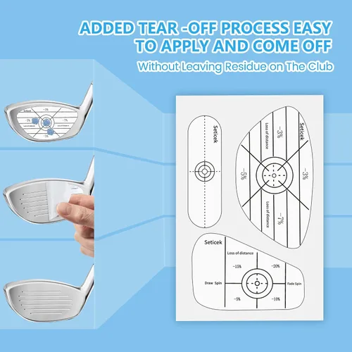 Vista 2 de Seticek Juego de 300 cintas de impacto de golf, análisis de consistencia y puntos dulces autodidactas, calcomanías de impacto para palos de golf