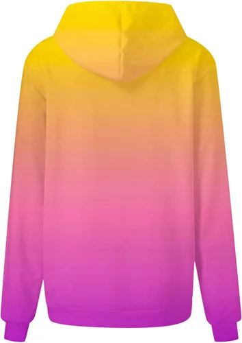 Vista 4 de Ceboyel Sudadera de gran tamaño con estampado de neón para mujer, sudadera con cordón, suéter de moda, ropa de moda de otoño 2023