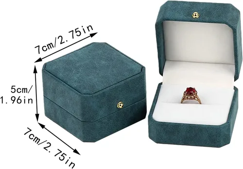 Vista 3 de Joyero organizador para mujeres y niñas preciosa caja de anillos de terciopelo antiguo caja de compromiso caja de recuerdo anillo de fotos de novia
