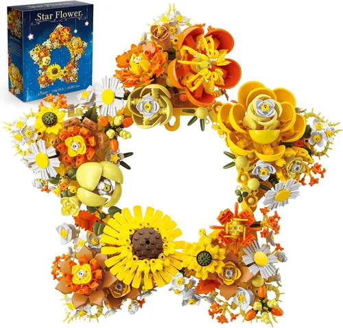 Vista 10 de Conjunto de construcción de flores de luna azul, decoración