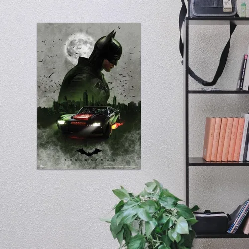 Vista 5 de MIGHTYPRINT DC Comics – The Batman – Batmobile in Gotham City – Arte de pared duradero de 17 x 24 pulgadas – No hecho de papel – Coleccionable