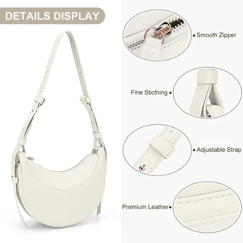 Vista 4 de Bolsa de sillín para mujer, bolso de hombro Crescent, bolso cruzado de moda, bolso Hobo
