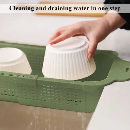 Vista 5 de Escurridor de platos para encimera de cocina, cesta de drenaje retráctil en escurridor de platos, estante multiusos para secadora de platos