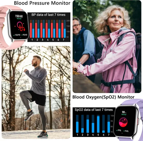 Vista 4 de Reloj inteligente 45mm para mujeres y hombres (Marcador/Contestar llamadas), reloj rastreador de fitness de 2.0" con monitor de frecuencia