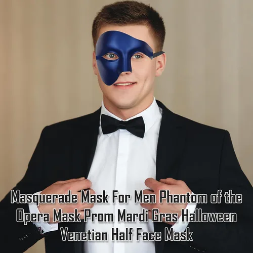 Vista 5 de Masquerade Mask For Men Phantom Of The Opera Mask Prom Mardi Gras Haloween Venetian Half Face Mask