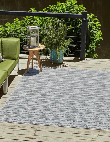 Vista 32 de Unique Loom Outdoor Striped Collection Alfombra de área - Maia (2' 2" x 3' 1" Rectángulo, Beige/Marfil)
