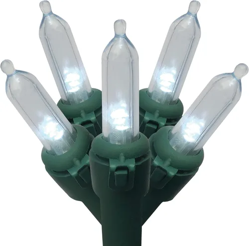 Vista 5 de Brite Star 50 Lt Warm Glow tradicional mini luces LED, blanco cálido, cable verde