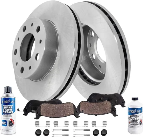 Vista 17 de Detroit Axle - Kit de freno delantero para Volkswagen Jetta 2010-2018, rotores de freno de disco, pastillas de freno de cerámica, bujes de cojinete