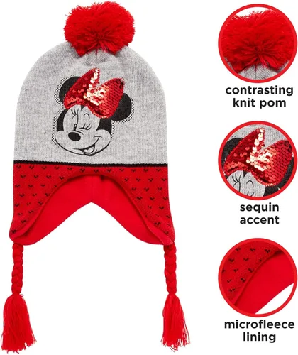 Vista 2 de Disney Conjunto de gorro y guantes de invierno de Minnie Mouse para niñas (niñasniñas)