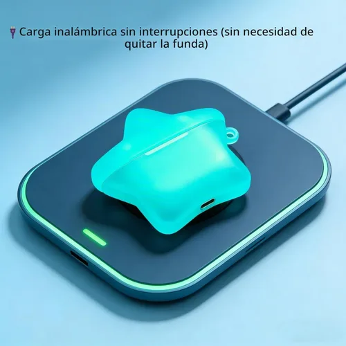 Vista 5 de Funda para AirPods Pro de 2ª/1ª generación, funda con estrella que brilla 1. Estrella luminosa azul