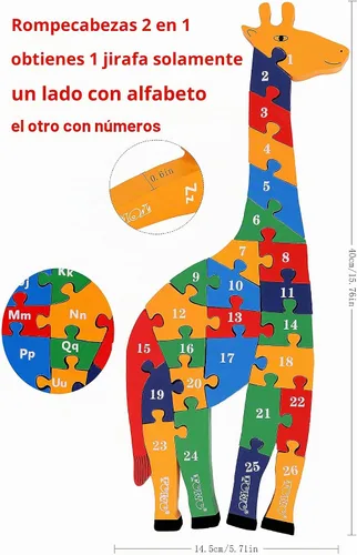 Vista 5 de TOWO Rompecabezas de madera del alfabeto y números, juguete de bloques