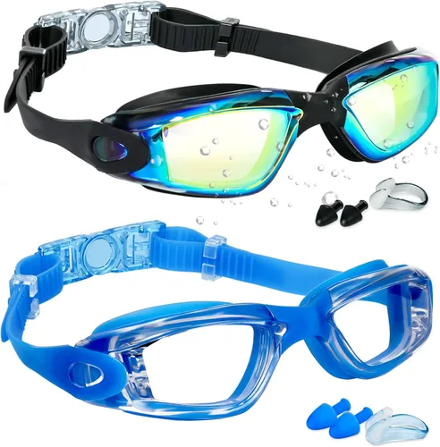 Vista 13 de EWPJDK Gafas de natación – Paquete de 2 gafas de natación antivaho sin fugas para adultos, mujeres y hombres