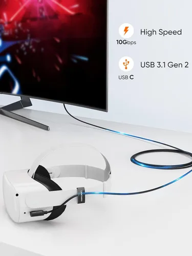 Vista 4 de CableCreation Versión actualizada USB C cable de enlace de fibra óptica de 16 pies, USB C 3.2 Gen2 Cable USB C a C de 10 Gbps de datos de alta