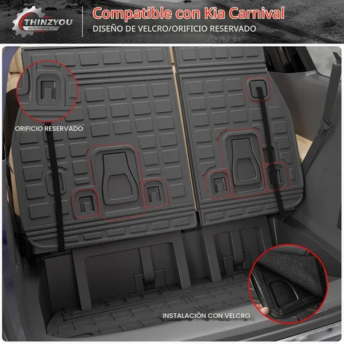 Vista 3 de alfombra de carga para maletero, protector de cubierta de asiento trasero de elastómero termoplástico