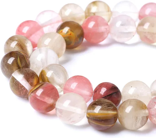 Vista 100 de 100 cuentas de piedra multicolor natural de 0.236 pulgadas (0.236 in), cuentas espaciadoras sueltas redondas para hacer pulseras, collares, aretes