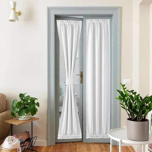 Vista 92 de NICETOWN Cortinas de Lino para Puerta Lateral - Cortinas Opacas con Aislamiento Térmico para Puerta Delantera Francesa para Sombra Pequeña