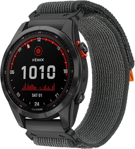 Vista 7 de Compatible con Garmin, Banda Deportiva de Nylon de Bucle de Montaña para fēnix/Forerunner/Approach/MARQ/quatix/Serie D2, Banda de Reemplazo Negro