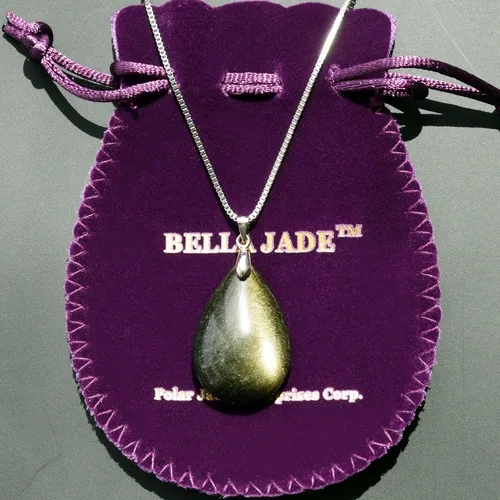Vista 5 de Collar con colgante de lágrima conmemorativo hecho de piedra preciosa natural y genuina, con cadena de aleación de metal de 18.0in.