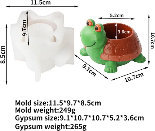 Vista 2 de Molde de silicona para maceta, mini molde de silicona para maceta de tortuga 3D, moldes de hormigón para suculentas, moldes de hormigón, cactus