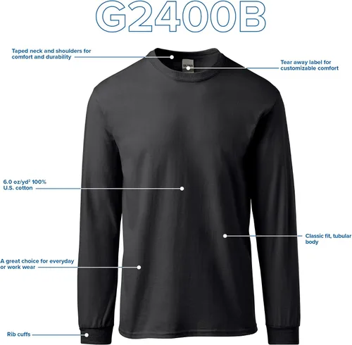 Vista 4 de Gildan - Camiseta de manga larga para niños, ultra algodón, paquete de 2