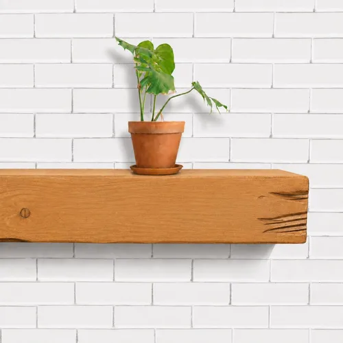 Vista 7 de URBANDI Repisa de chimenea, envejecida, rústica, flotante, moderna, madera real. (48 pulgadas de largo x 6 pulgadas de alto x 8 pulgadas, marrón)
