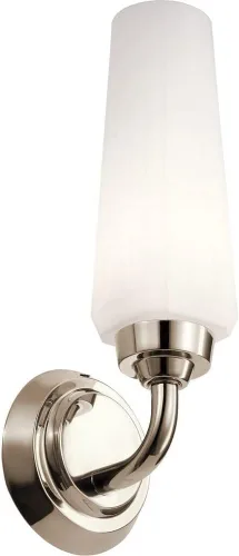 Vista 5 de Kichler Truby™ - Aplique de pared de 11.5 pulgadas con cristal de ópalo grabado satinado en níquel pulido