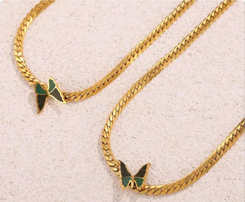 Vista 6 de Gold Butterfly Choker Necklace for Women Dainty 14" Stainless Steel Chain Party Jewelry Gifts