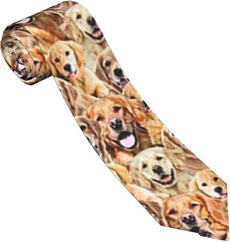 Vista 3 de OPSREY Labrador Retriever Perros Imprimir Corbata de los Hombres Corbata Moda Causal Clásico Flaco Corbata Para Boda Cena Fiesta, Negro