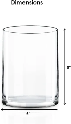 Vista 2 de CYS EXCEL Jarrón de vidrio transparente cilíndrico (H:8" D:6") Múltiples opciones de tamaño de jarrones de vidrio para flores como centros de mesa