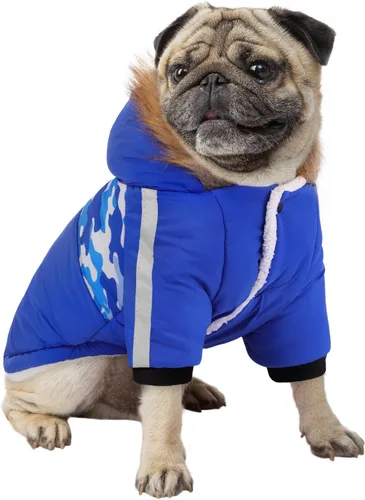 Vista 9 de Queenmore Abrigo cálido de invierno para perro, impermeable para clima frío, chaqueta de nieve para perro, sudadera reflectante con capucha