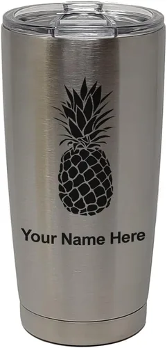 Vista 31 de LaserGram Vaso aislado al vacío de 20 onzas, piña, grabado personalizado incluido (negro)