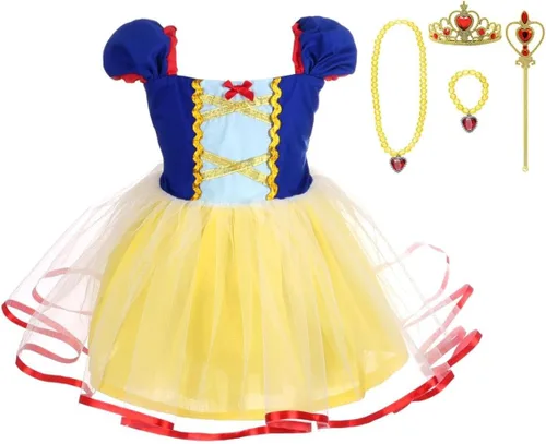 Vista 5 de Lito Angels Disfraz de princesa de tul para niñas pequeñas, disfraz de cuento de hadas de Navidad, fiesta de Halloween con accesorios Azul