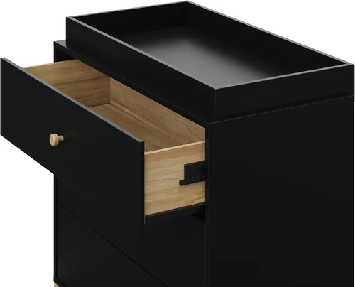 Vista 15 de Storkcraft California - Cómoda de 3 cajones con cambiador, color negro/madera flotante